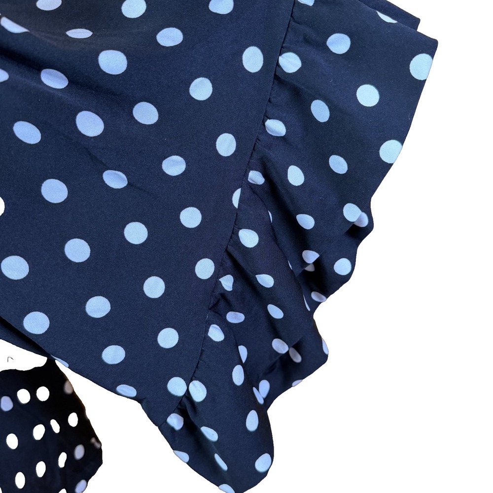 Betsey Johnson Black and White Polka Dot Blouse with Ruffle Sleeve Size XL - Picture 5 of 11